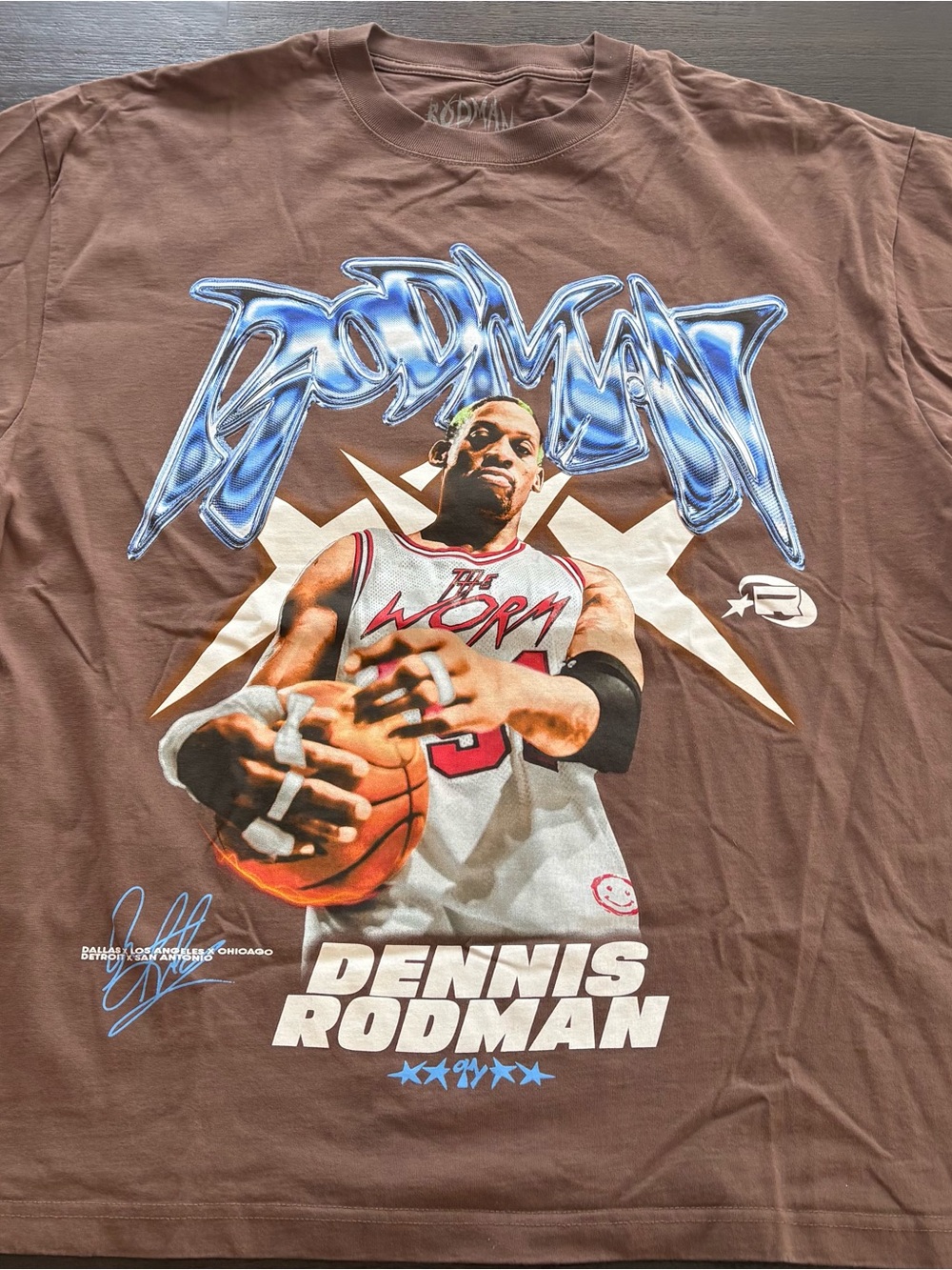 Dennis Rodman Graphic Crewneck T-Shirt - Brown